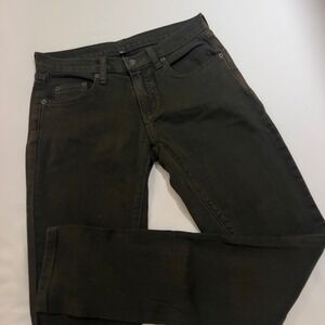 Carmar Distressed Knee Blowout Slim Jeans Olive Green Size 27